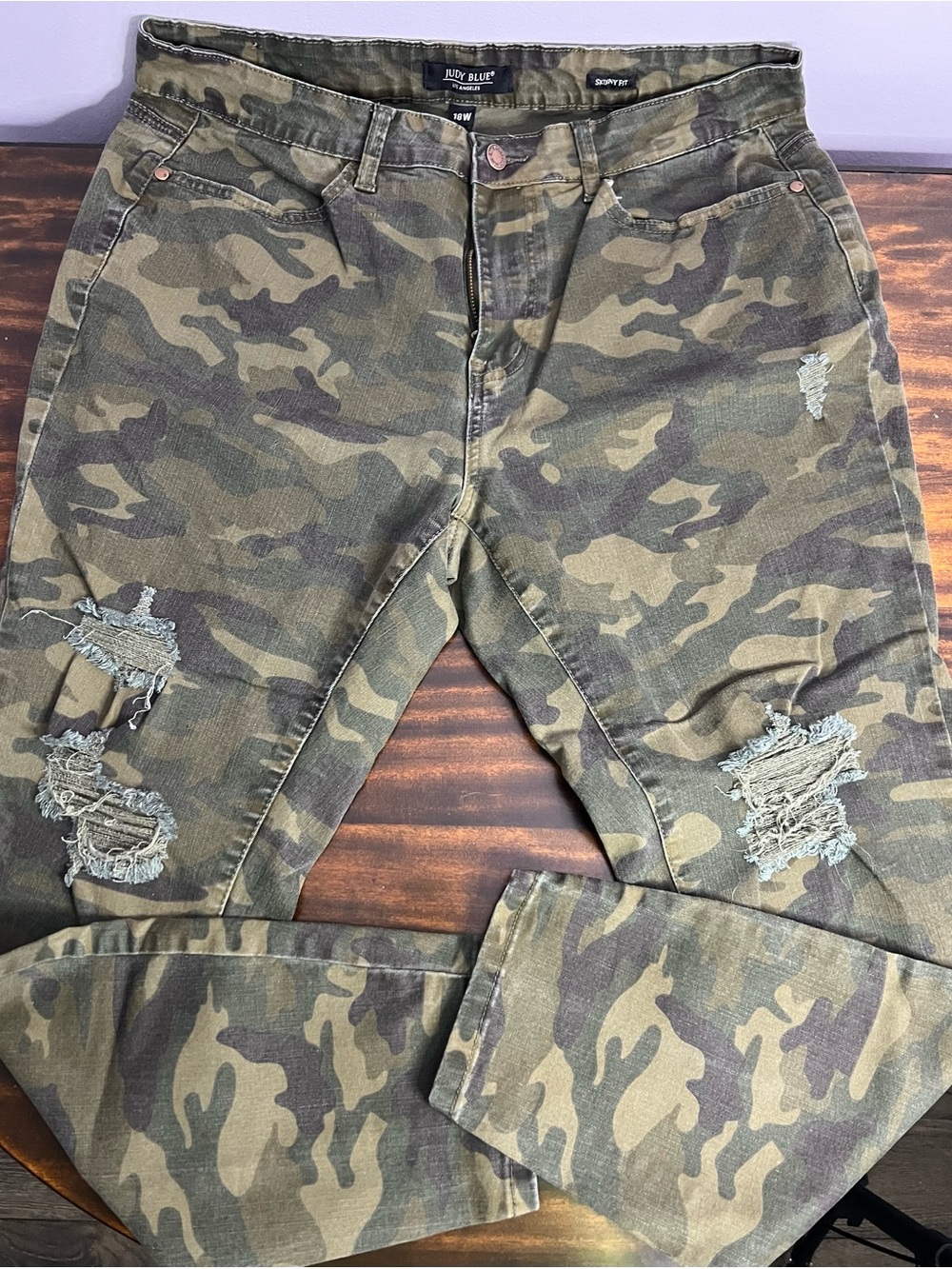 Judy Blue Green & Brown Camo Skinny Jeans